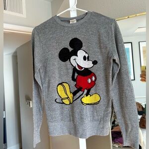 Disney Classic Knit Sweater Gray Mickey Mouse Size Medium